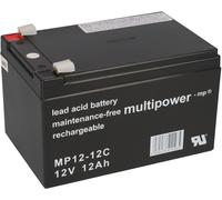 Multipower Batería de Plomo MP12-12C Pb 12V 12Ah Resistente Ciclos Faston 6,3mm