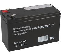 Multipower Batería de Plomo MP8-12C Pb 12V 8Ah Ciclos Faston 6,3 12Volt 7Ah