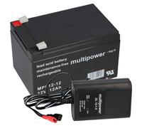 Multipower Batería De Plomo MPL12-12 12V 12Ah + Cargador Batería AGM
