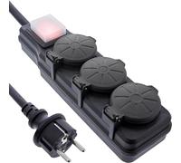 InLine Regleta de 3 enchufes, Exterior, Exterior, regleta múltiple, regleta de enchufes, IP44, con Interruptor Iluminado de Encendido/Apagado, Mayor protección táctil, Longitud: 10 m, 16493Q