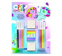 Multiprint Blister 2 Sellos para Niños Pop Unicorns, 100% Made in Italy, Sellos Personalizados para Niños, en Madera y Caucho Natural, Tinta Lavable no Tóxica, Idea de Regalo, Art.26978