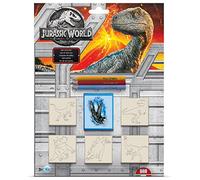 Multiprint Blister 5 Sellos para Niños Jurassic World, 100% Made in Italy, Sellos Personalizados para Niños, en Madera y Caucho Natural, Tinta Lavable no Tóxica, Idea de Regalo, Art.05975