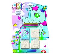 Multiprint Blister Sellos para Niños Sagomati Pop Unicorns, 100% Made in Italy, Sellos Personalizados para Niños, en Madera y Caucho Natural, Tinta Lavable no Tóxica, Idea de Regalo, Art.11978