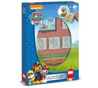 Multiprint Box 4 Sellos para Niños Paw Patrol, 100% Made in Italy, Set Sellos Niños Persolanizados, en Madera y Caucho Natural, Tinta Lavable no Tóxica, Idea de Regalo, Art.27903