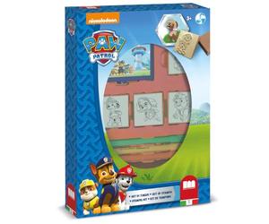 Multiprint Box 4 Sellos para Niños Paw Patrol, 100% Made in Italy, Set Sellos Niños Persolanizados, en Madera y Caucho Natural, Tinta Lavable no Tóxica, Idea de Regalo, Art.27903