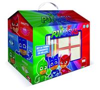 Multiprint Casita 7 Sellos para Niños PJ Mask, 100% Made in Italy, Set Sellos Niños Persolanizados, en Madera y Caucho Natural, Tinta Lavable no Tóxica, Idea de Regalo, Art.09954