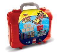 Multiprint Maletín Travel Set Disney Mickey, Made in Italy, Álbum para colorear, con rompecabezas y lápices, juego de sellos para niños, madera y goma natural, tinta lavable no tóxica, idea de regalo,
