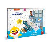 Multiprint Máquina crea Pegatinas Baby Shark, Made in Italy, 7 Sellos, Álbum con Marcadores, Set Sellos Niños Persolanizados, en Madera y Caucho Natural, Tinta Lavable no Tóxica, Idea de Regalo, art.08995