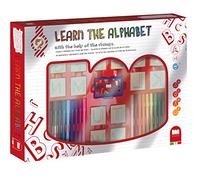 Multiprint Set Educativo Letras Mayúsculas de Alfabeto, Box de 26 Sellos Made in Italy, Marcadores Niños, Set Sellos Niños en Madera y Caucho Natural, Tinta Lavable no Tóxica, Idea de Regalo, 01941