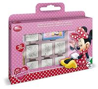 Multiprint Valija 7 Sellos para Niños Disney Minnie, 100% Made in Italy, Set Sellos Niños Persolanizados, en Madera y Caucho Natural, Tinta Lavable no Tóxica, Idea de Regalo, Art.07866