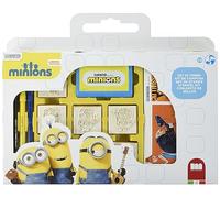 Multiprint Valija 7 Sellos para Niños Minions 2, 100% Made in Italy, Set Sellos Niños Persolanizados, en Madera y Caucho Natural, Tinta Lavable no Tóxica, Idea de Regalo, Art.07896