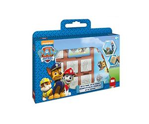 Multiprint Valija 7 Sellos para Niños Paw Patrol Boy, 100% Made in Italy, Set Sellos Niños Persolanizados, en Madera y Caucho Natural, Tinta Lavable no Tóxica, Idea de Regalo, Art.07903