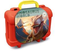 Multiprint Valija Travel Set Dinosauri, Made in Italy, Libro para Colorear, con Rompecabezas y Lápices, Set Sellos Niños Persolanizados, en Madera y Caucho Natural, Tinta Lavable no Tóxica, Idea de Regalo, art.42220