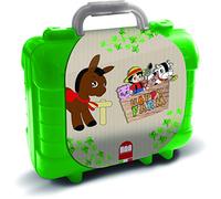 Multiprint Valija Travel Set Happy Farm, Made in Italy, Libro para Colorear, con Rompecabezas y Lápices, Set Sellos Niños Persolanizados, en Madera y Caucho Natural, Tinta Lavable no Tóxica, Idea de Regalo, art.42924