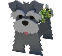 Multipurpose Dog Planter Pot, Detachable Animal Shaped Cartoon Planter, Succulent Handmade Plant Pot Indoor, Dog Lover Dream Gift, Garden Decor(Grey Schnauzer)