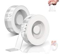 Multipurpose Mounting Tape, Usefulon Extra Large Double Sided Tapes, Clear & Tough Nano Tapes, Invisible Raceless Waterproof Residue-Free Removal for Wall, Posters, Rug, Picture Hanging (2pcs)
