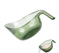 Multipurpose Rice Washing Bowl Strainer with Handle for Washing Rice, Vegetables, Fruits and Draining Water (Green)