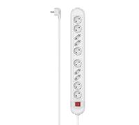Multitoma, 10 enchufes, con interruptor, montaje en pared, 1,5 m, blanco
