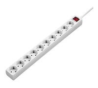 Multitoma, 10 enchufes, interruptor de 2 polos., blanco, 3 m