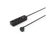 Multitoma, 3 enchufes, con interruptor, 1,4 m, negro