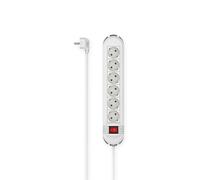 Multitoma, 6 enchufes, con interruptor, montaje en pared, 3 m, blanco