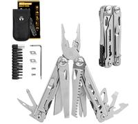 Multitool 17 en 1 - Herramienta multifunción de acero inoxidable plegable con juego de puntas, alicates de bolsillo para exteriores, camping, bicicleta, reparación, regalo para hombres