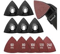 Multitool - Placa de lija para lijadora Delta: TOATELU 125 unidades de papel de lija triangular+5 soportes triangulares para almohadilla de lijado, juego de lijado, 25 unidades de 60/80/100/120/240