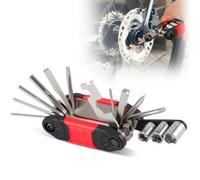 Multitool Werkzeug,16 in 1 Klappbares Werkzeugset Mit Schraubenschlüssel Schraubendreher Multifunktionales Mini-Toolkit enthält 16 Funktionen en,für die Reparatur von Fahrrad usw. (Rot)