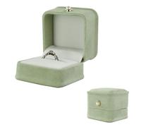 MultiValue Caja Anillo Compromiso de Terciopelo Cuadrado, Con Una Ranura única, Con Perla Exquisita, Utilizados para Para Bodas Propuestas Ceremonias Aniversarios (verde claro)