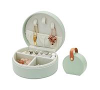 MultiValue Cajas de Joyería, Cuero Joyero Viaje Mini Joyero Pequeño Portátil Joyeros Mujer Organizador Soporte de Caja de Joyas con Manija Para la esposa Mujeres Niña (Verde Guisante)