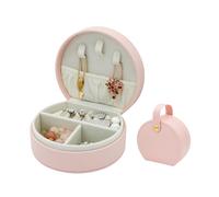 MultiValue Cajas de Joyería, Cuero Joyero Viaje Mini Joyero Pequeño Portátil Joyeros Mujer Organizador Soporte de Caja de Joyas con Manija Para la esposa Mujeres Niña (Rosa)