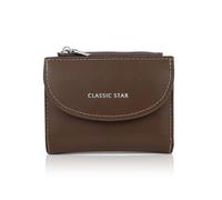 MultiValue Carteras para mujer, de piel sintética, plegable, con cremallera, tarjetero a presión, excelente monedero pequeño para mujeres que viajan de compras, Brown, S, Moderno