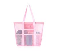 MultiValue Imprescindible para la Familia Bolsa de Ducha Bolsa de Playa de Malla de Gran Capacidad con Bolsillo Opaco con Cremallera Bolsa de Playa para Piscina Picnic Viaje (Rosa)