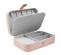 MultiValue Joyero Viaje, Moda Portátil Joyeros Mujer Organizador Cuero Organizador Joyas con Botón Para Collar Pendientes Broche Anillo (Rosa)
