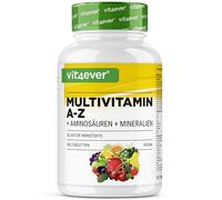 Multivitaminas A-Z - 365 comprimidos (12 meses) - 32 principios activos - Combinación de minerales + aminoácidos + oligoelementos + extractos de plantas - Vegano - Altamente dosificado