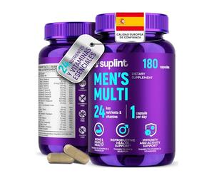 Multivitaminas Hombre Alta Potencia - Complejo Vitamínico Completo A-Z con Vitaminas y Minerales - 180 Cápsulas para 180 Días - Energía, Inmunidad y Salud - Multivitamínico Hombre Todo-en-Uno