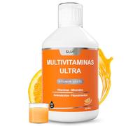 Multivitaminas Mujer y Hombre - Complejo Vitamínico Completo para Energía y Defensas con Ginseng, Minerales y Ashwagandha - Multivitamínico Líquido con Sabor Naranja, Vegano, 500ml (33 Días)