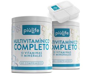 Multivitaminas Y Minerales 730 Comprimidos PiùLife, Multivitaminas Hombre Y Mujer Para 1 Año, Complejo Vitaminico Completo Vitamina A, B, C, D3, E, Calcio, Zinc Y Hierro, Defensas Inmunitarias