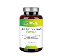 Multivitamínico - Multivitaminas y Minerales con 29 Activos | Mujer Hombre, Vitaminas A B C D E K, L-cisteína, Q10 y 9 Minerales, 60 Capsulas Veganas