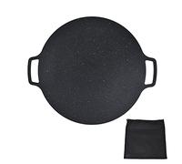 Multizenic Sartén para barbacoa coreana, bandeja redonda antiadherente de hierro para panqueques de panceta de cerdo, placa de barbacoa térmica con bolsa de almacenamiento, perfecta para (30CM)