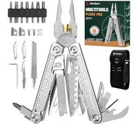 Multper Multiherramienta de Alicates, Navaja Multiusos de Acero Inoxidable con Cuchillo Damasco, Portátiles Alicates Plegables para la Trabajo Exterior, Camping, Reparación, Regalos para Hombres -PRO