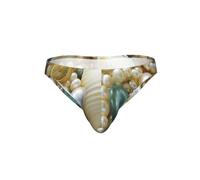 MULUHUO Bragas de bikini con estampado de estrellas de mar y perlas para hombre, transpirables, elásticas, ropa interior para vacaciones, entrenamiento, uso diario, Negro, XXL