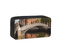 Muluhuo Dublín Irlanda Ha Penny Bridge River Print Estuche organizador de papelería de gran capacidad para oficina, viajes, uso diario