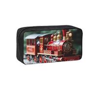Muluhuo Estuche organizador de papelería de gran capacidad con estampado de tren de Navidad para oficina, viajes, uso diario