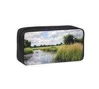 Muluhuo Reeds by the River - Estuche organizador de papelería de gran capacidad para oficina, viajes, uso diario
