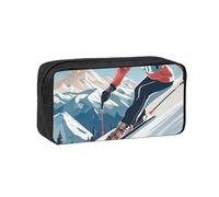 Muluhuo Skiing Theme03 - Estuche organizador de papelería de gran capacidad para oficina, viajes, uso diario