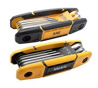 MULWARK Juego de 17 llaves Allen plegables | SAE métrico y estándar, paquete de 2 herramientas hexagonales portátiles para reparación básica del hogar y aplicaciones generales