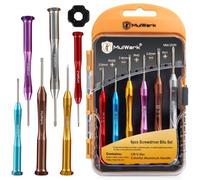 MulWark - Juego de 6 destornilladores de cabeza plana magnética y Phillips Micro precisión con cabeza pequeña CRV para relojes, electrónica, herramientas de computadora