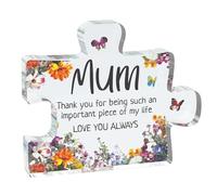Mum Gifts - Pieza importante - Placa acrílica de rompecabezas de recuerdo para mamá, 100 mm x 100 mm, regalo de cumpleaños de hija e hijo