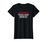 Mum Warning Prosecco Strong Language Adult Humour Mothers Camiseta gráfica económica, Mujer, Negro, M